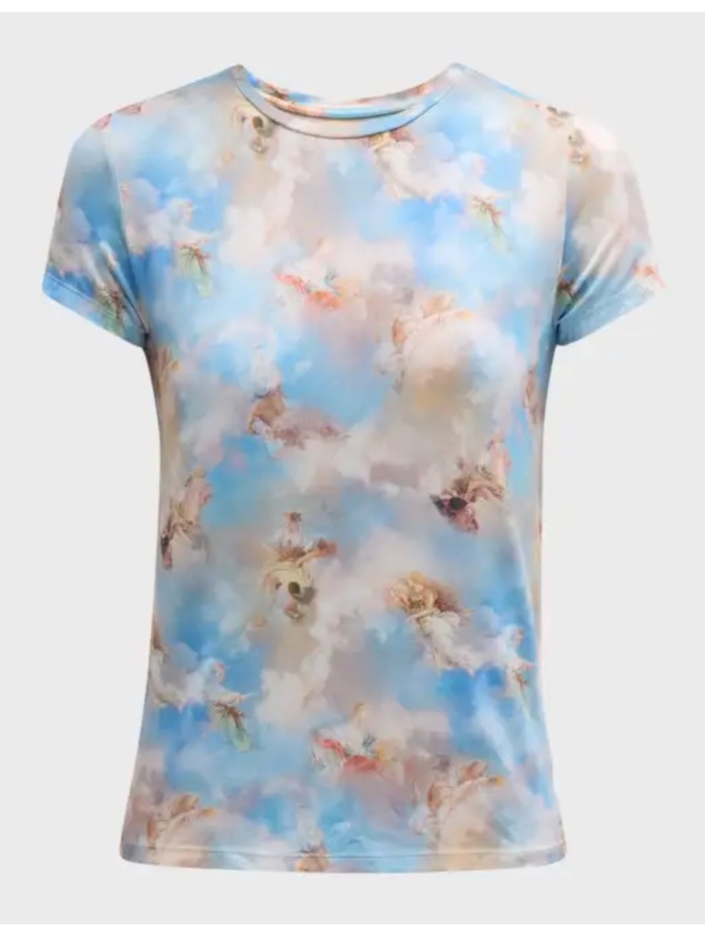 L'AGENCE Angel Cloud Print Short Sleeve Tee - Light Blue Multi